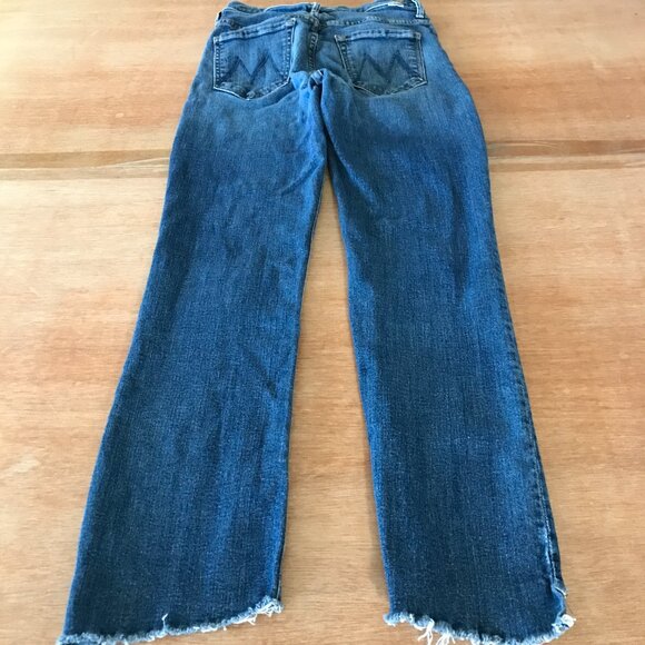 Mother Insider Crop Step Fray Jeans Women 26 Blue Mid Rise Medium Wash 17973 - Picture 2 of 13